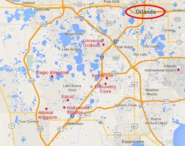 map of Orlando theme parks