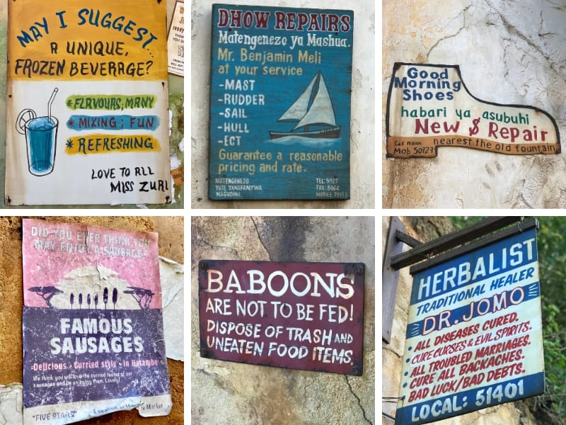 Signs in Harambe Village